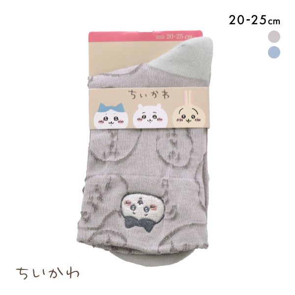 ちいかわ クルー丈ソックス ハチワレ フロート刺繍 レディース 靴下 ソックス 20-25cm