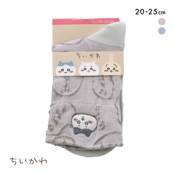 ちいかわ クルー丈ソックス ハチワレ フロート刺繍 レディース 靴下 ソックス 20-25cm