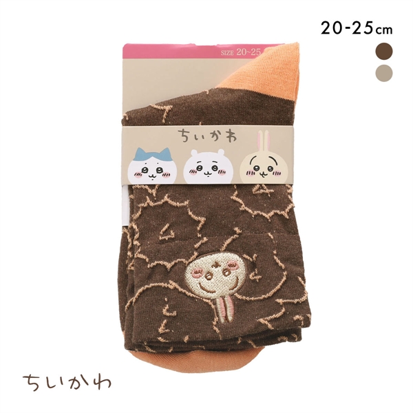ちいかわ クルー丈ソックス うさぎ フロート刺繍 レディース 靴下 ソックス 20-25cm