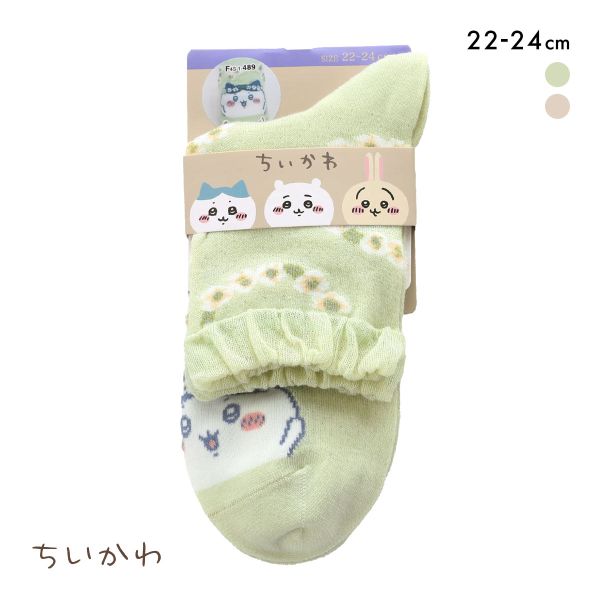ちいかわ クルー丈ソックス ハチワレ鈴蘭 レディース 靴下 ソックス 22-24cm