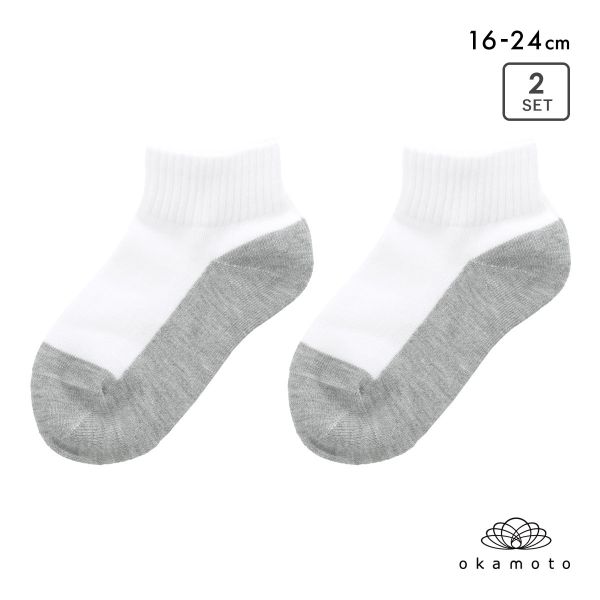 学校へ行こう スクールソックス 2足セット ショート丈 消臭 丈夫 足底切り替え キッズ 靴下 学生 16-18cm 19-21cm 22-24cm okamoto