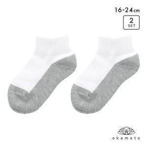 学校へ行こう スクールソックス 2足セット ショート丈 消臭 丈夫 足底切り替え キッズ 靴下 学生 16-18cm 19-21cm 22-24cm okamoto