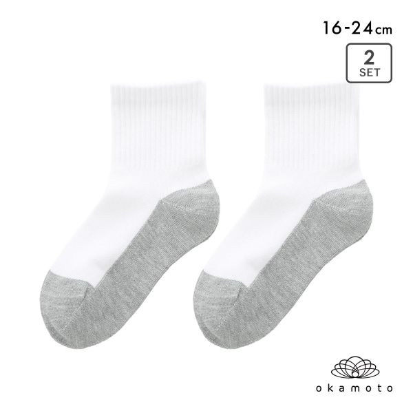 学校へ行こう スクールソックス 2足セット ショート丈 消臭 丈夫 足底切り替え 靴下 キッズ 学生 16-18cm 19-21cm 22-24cm okamoto
