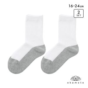 学校へ行こう スクールソックス 2足セット クルー丈 消臭 丈夫 足底切り替え キッズ 靴下 学生 16-18cm 19-21cm 22-24cm okamoto