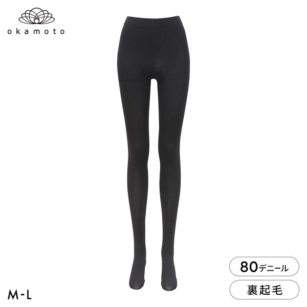 冬レギンス 80デニール タイツ 裏起毛 ふんわりあたたか レディース M-L JM-L JJM-L 大きいサイズ okamoto