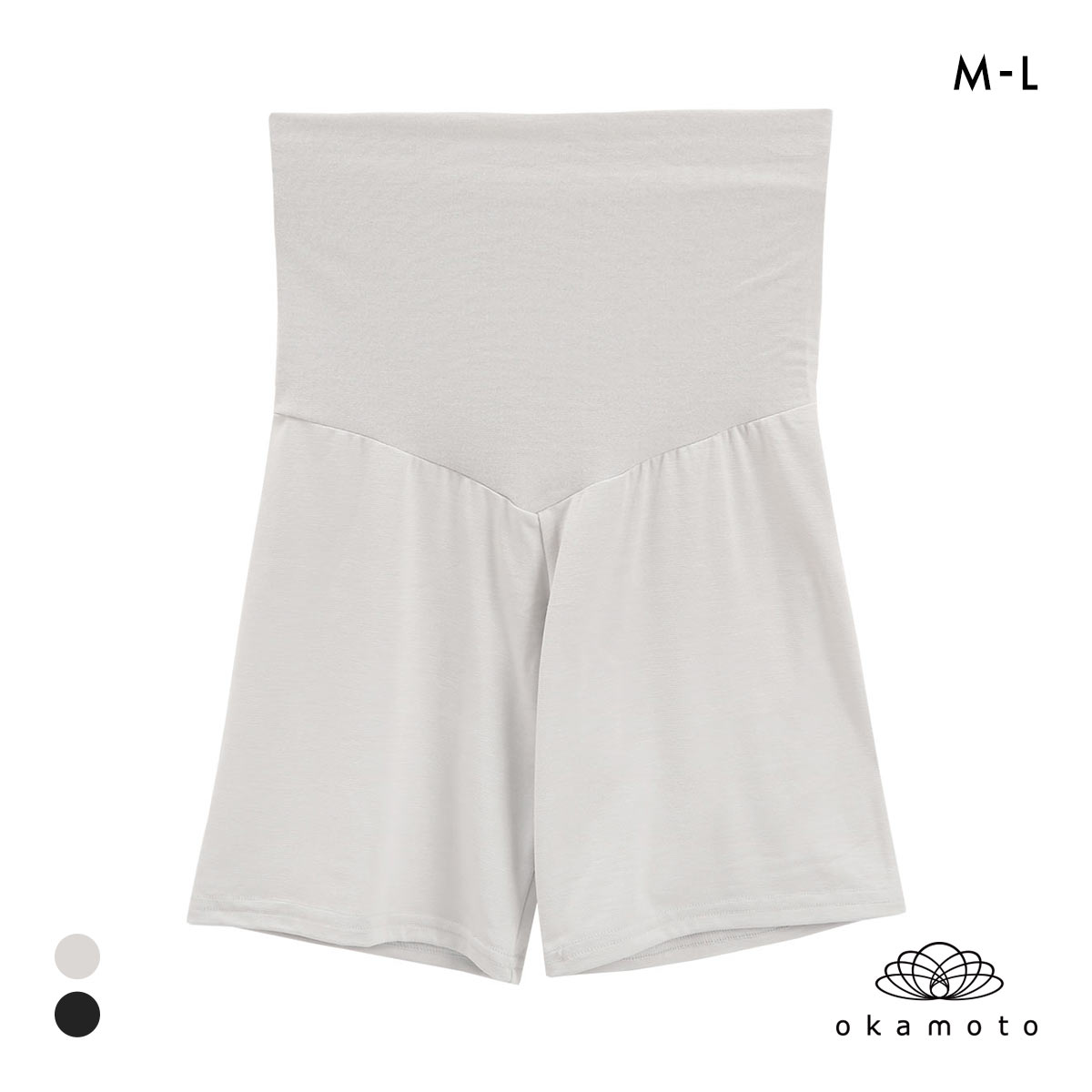 プラチナホット 温感ペチコートレギンス 3分丈 腹巻つき あったか 保温 透け防止 ML レディース okamoto Platinumhot(LGY-薄グレー-M)