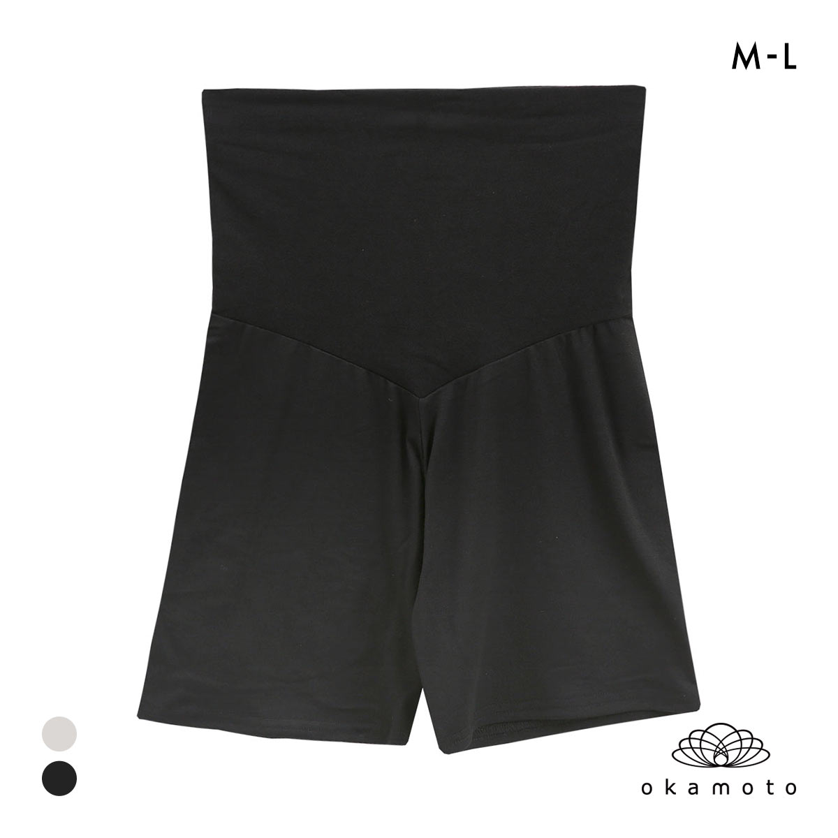 プラチナホット 温感ペチコートレギンス 3分丈 腹巻つき あったか 保温 透け防止 ML レディース okamoto Platinumhot(BK-ブラック-M)