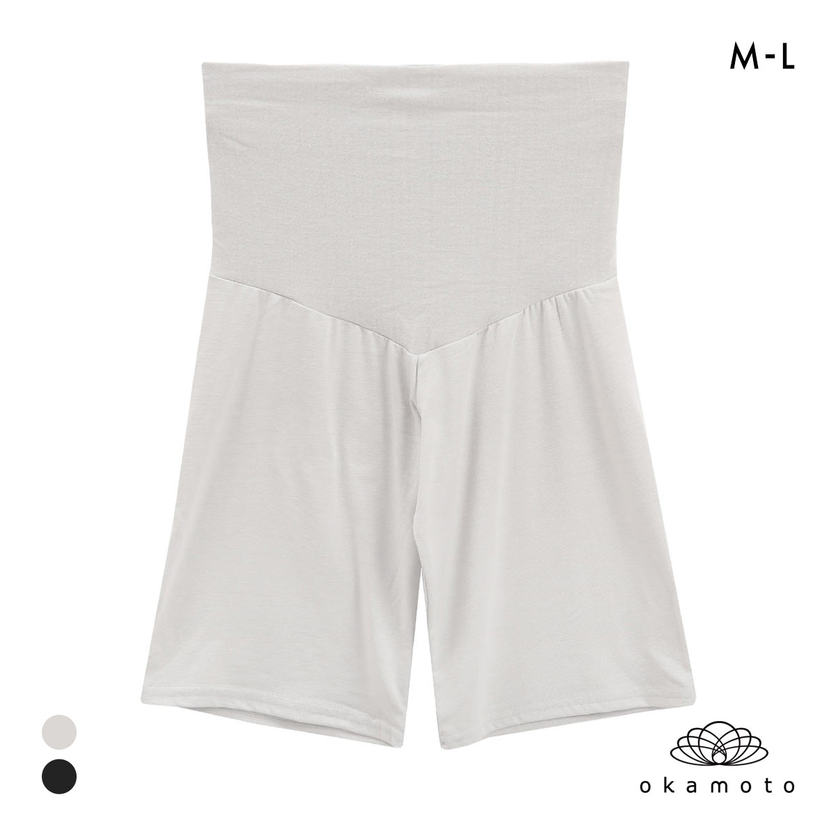 プラチナホット 温感ペチコートレギンス 5分丈 腹巻つき あったか 保温 透け防止 ML レディース okamoto Platinumhot(LGY-薄グレー-M)