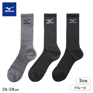 ミズノ ワークソックス 強靭フィット クルー丈 3足セット 破れにくい サポート 吸汗速乾 作業用 メンズ 靴下 26-28cmm MIZUNO