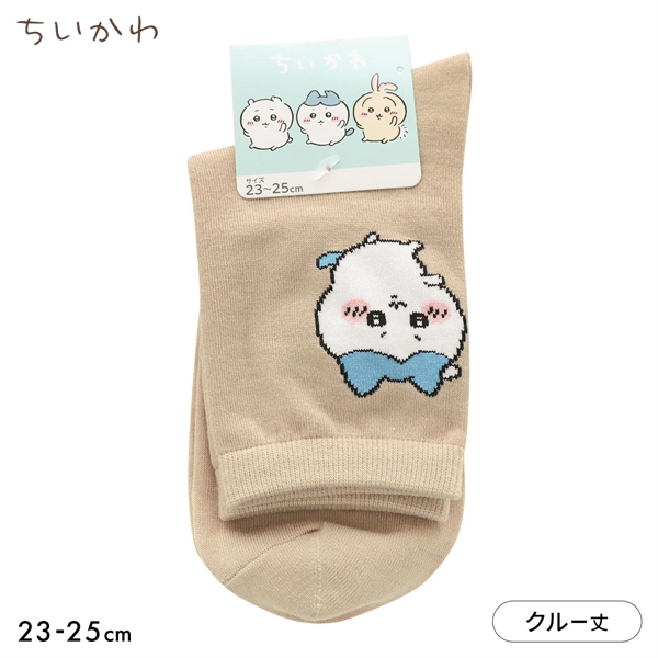 ちいかわ ソックス ちいかわとハチワレ 下剋上 クルー丈 レディース 23-25cm キャラクターソックス 靴下