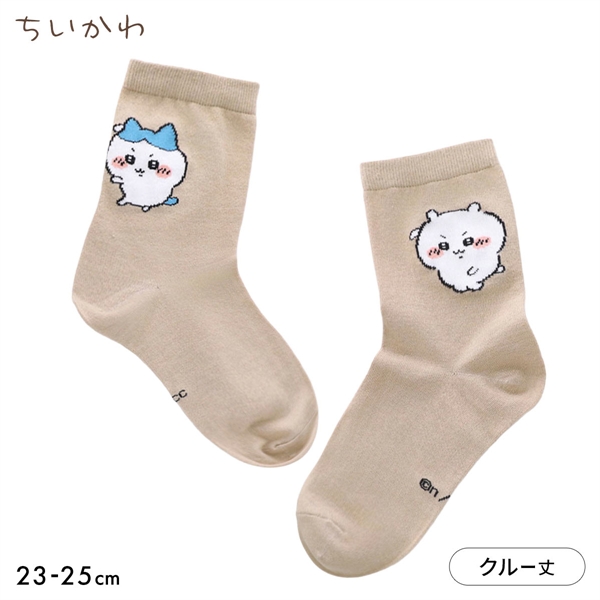 ちいかわ ソックス ちいかわとハチワレ 下剋上 クルー丈 レディース 23-25cm キャラクターソックス 靴下