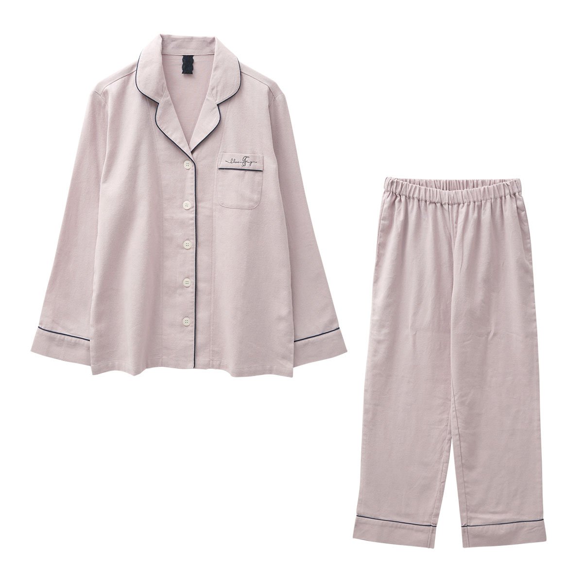 ブルーミングフローラ Standard cotton pajamas ルームウェア パジャマ 上下セット 綿100％ レディース シャツ 長袖 bloomingFLORA(PB-ピンクベージュ-M)