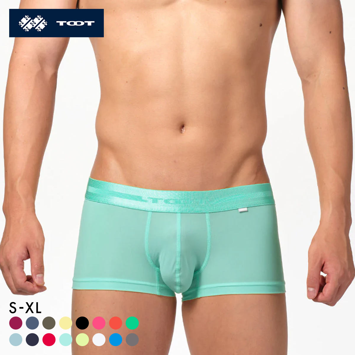 トゥート TOOT ReNEW TOOT NYLON ボクサーパンツ メンズ ローライズ 前とじ BC23A400 S M L LL XL(BG-ブルーグリーン-S)