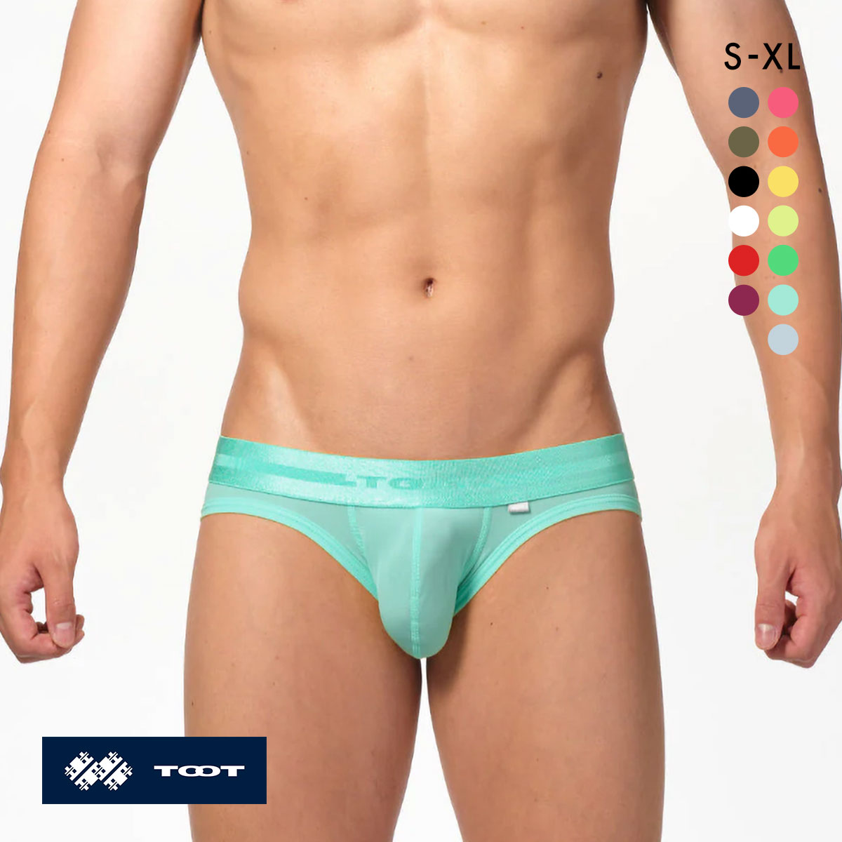 トゥート ReNEW TOOT NYLON BIKINI ビキニ フルバック ブリーフ メンズ 前とじ BC23A420 立体カップ TOOT(BG-ブルーグリーン-S)