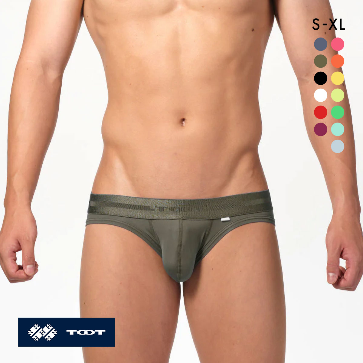 トゥート ReNEW TOOT NYLON BIKINI ビキニ フルバック ブリーフ メンズ 前とじ BC23A420 立体カップ TOOT(OV-オリーブ-S)