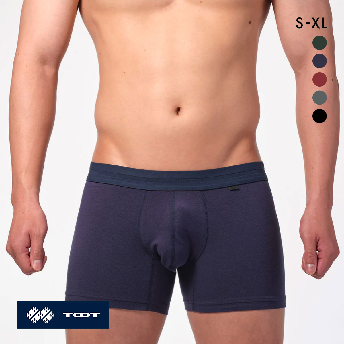 トゥート TOOT MIDDLE COTTON BOXER ボクサーパンツ メンズ ミドルライズ 前とじ BC24S140 S M L LL XL 立体カップ(NV-ネイビー-S)