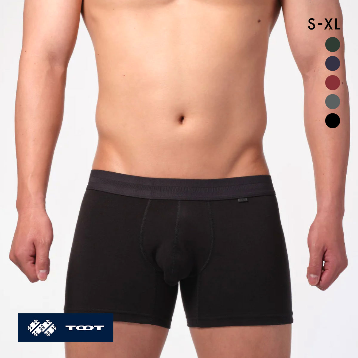 トゥート TOOT MIDDLE COTTON BOXER ボクサーパンツ メンズ ミドルライズ 前とじ BC24S140 S M L LL XL 立体カップ(BK-ブラック-S)