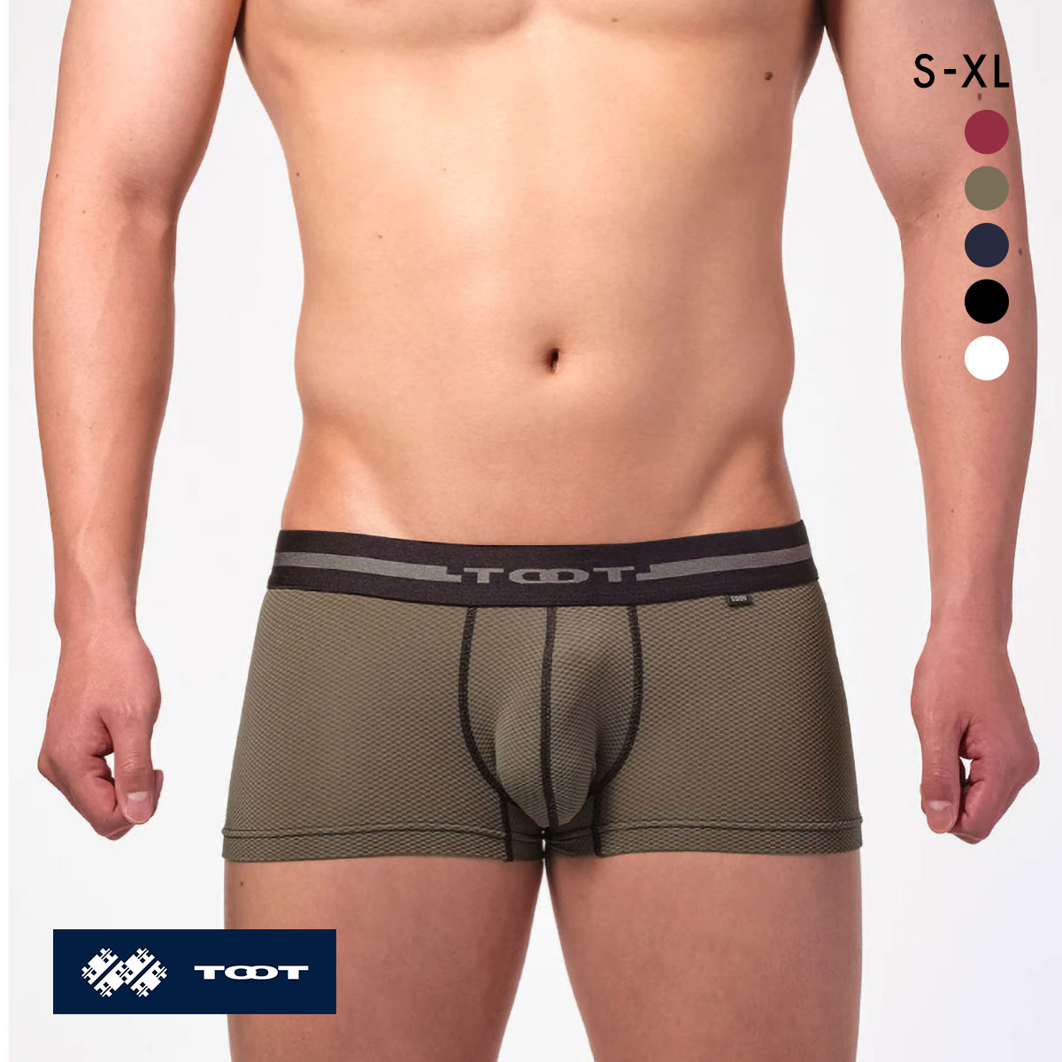 トゥート TOOT ReNEW TOOT MESH plus メッシュ ボクサーパンツ S M L LL XL BC24S300 メンズ ローライズ 前とじ 抗菌防臭 ムレ 汗対策 吸汗速乾(OV-オリーブ-S)