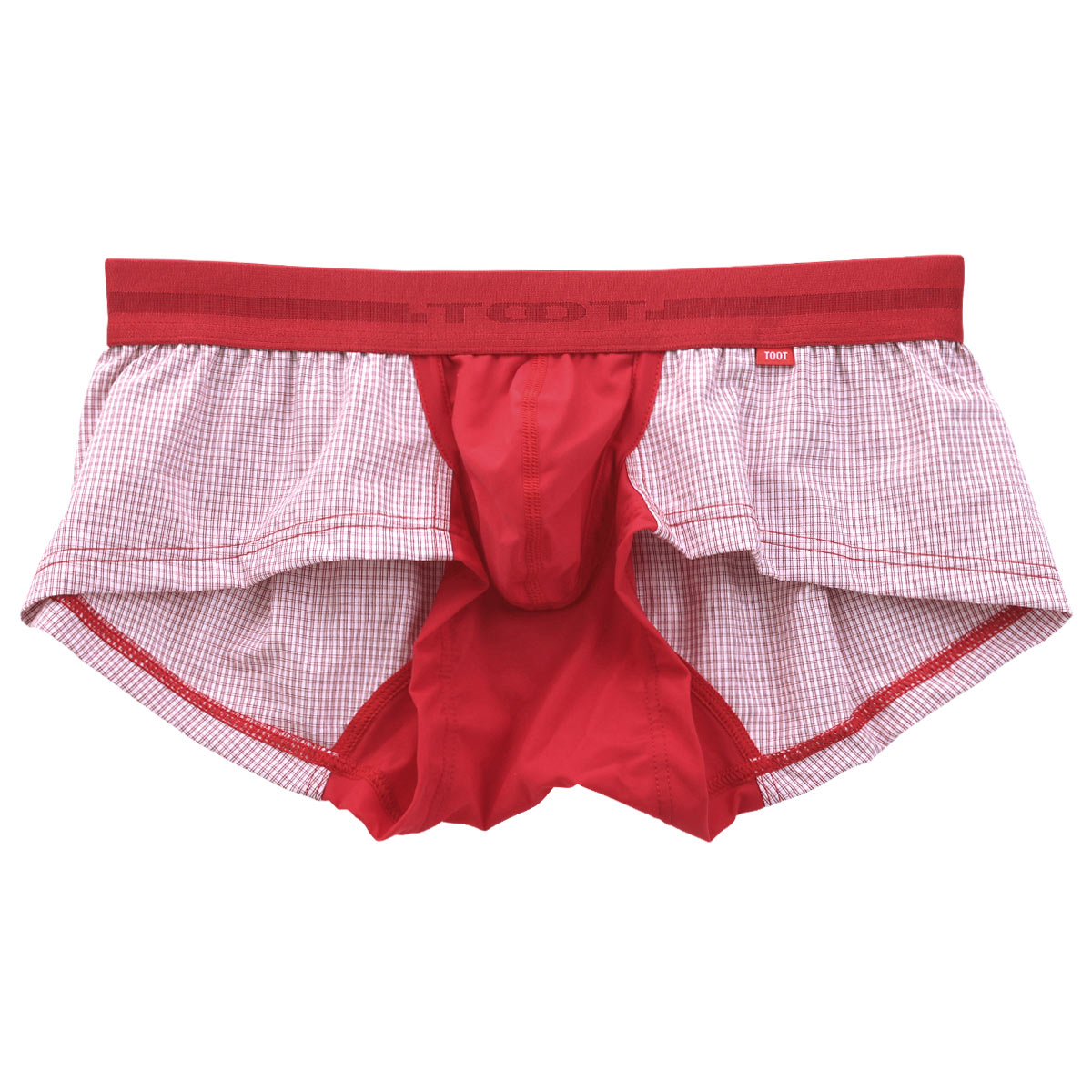 トゥート TOOT ギンガム ボクサートランクス メンズ 前とじ(RE-レッド-S)