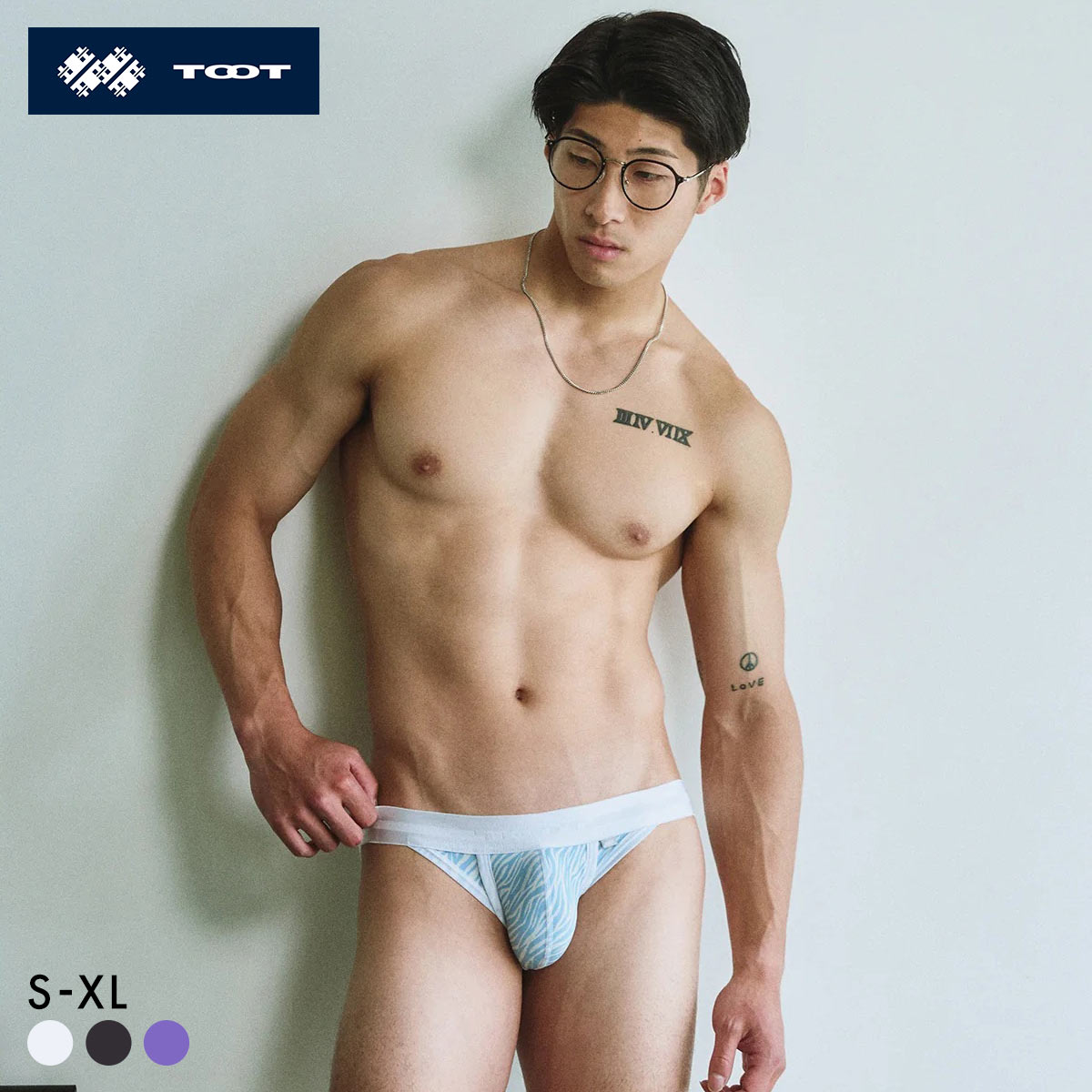 トゥート TOOT ゼブラ カップビキニ メンズ 前とじ BV25A032 日本製(WH-ホワイト-S)