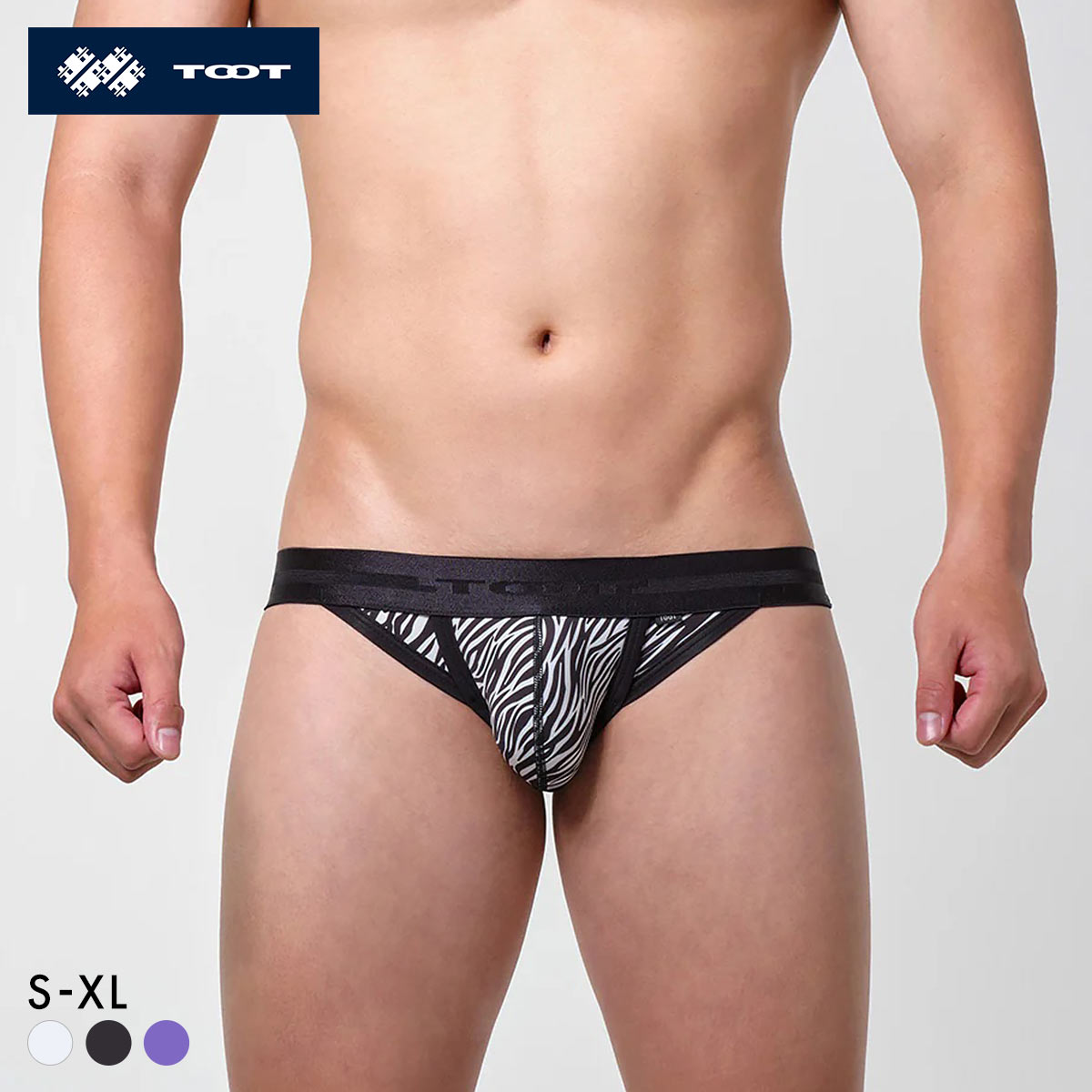 トゥート TOOT ゼブラ カップビキニ メンズ 前とじ BV25A032 日本製(BK-ブラック-S)