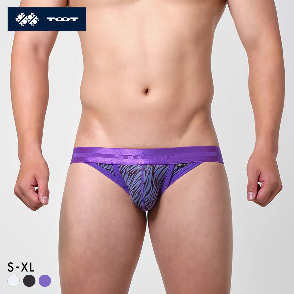 トゥート TOOT ゼブラ カップビキニ メンズ 前とじ BV25A032 日本製(PU-パープル-S)