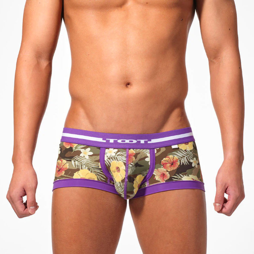 トゥート TOOT ボタニカルカモ ボクサー ウルトラマイクロボクサーパンツ ローライズ メンズ 前とじ CB24S039 立体カップ(PU-パープル-S)