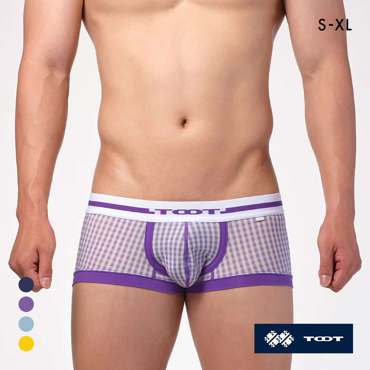 トゥート ギンガムチェック ボクサー III ボクサーパンツ メンズ 前とじ 立体カップ TOOT(PU-パープル-S)