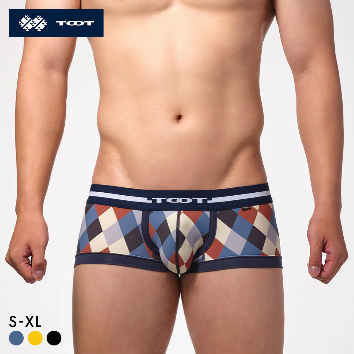 トゥート モダンカラーダイヤ ボクサー ボクサーパンツ ローライズ メンズ 前とじ TOOT(NV-ネイビー-S)