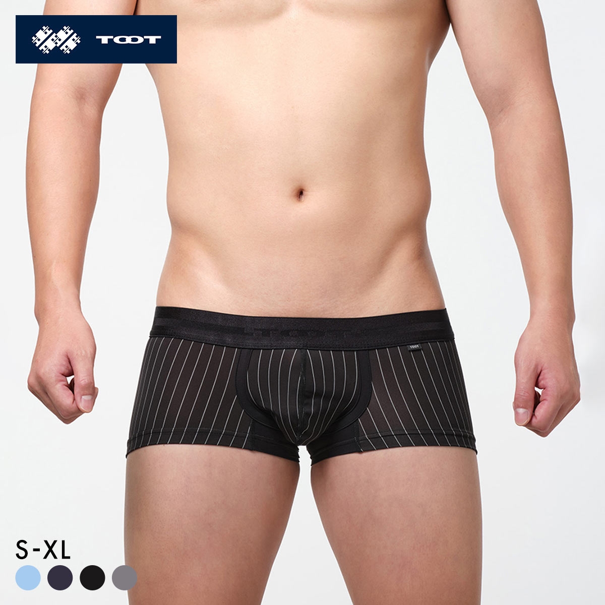 トゥート TOOT ピンストライプ ボクサー II メンズ ボクサーパンツ 前とじ 日本製 CB26S007(BK-ブラック-S)