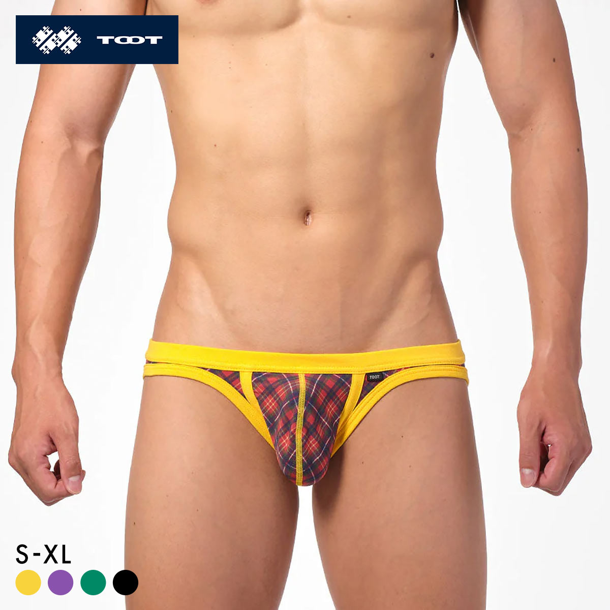 トゥート TOOT タータンチェック ビキニ 2 フルバック メンズ ブリーフ 前閉じ CV23A015(YE-イエロー-S)