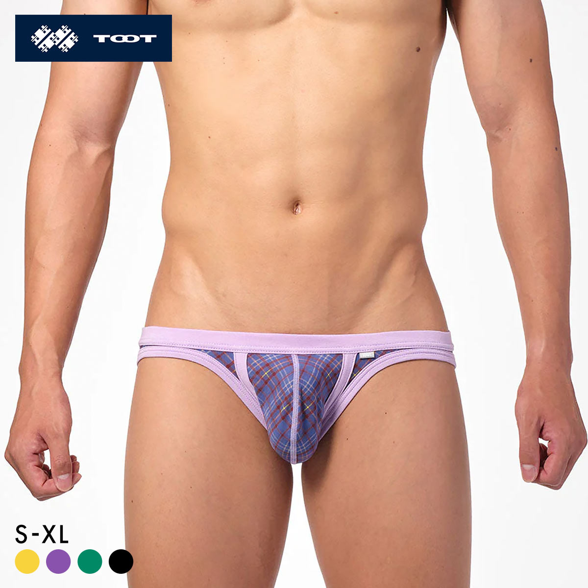 トゥート TOOT タータンチェック ビキニ 2 フルバック メンズ ブリーフ 前閉じ CV23A015(LV-ラベンダー-S)