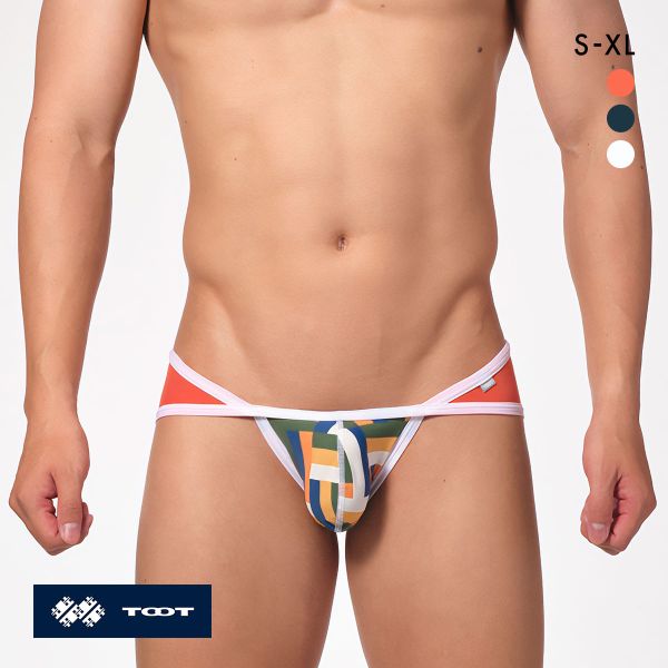 トゥート マルチブロック クロス カップビキニ フルバック メンズ ナイロン素材 前閉じ CV24A024 立体カップ ローライズ TOOT