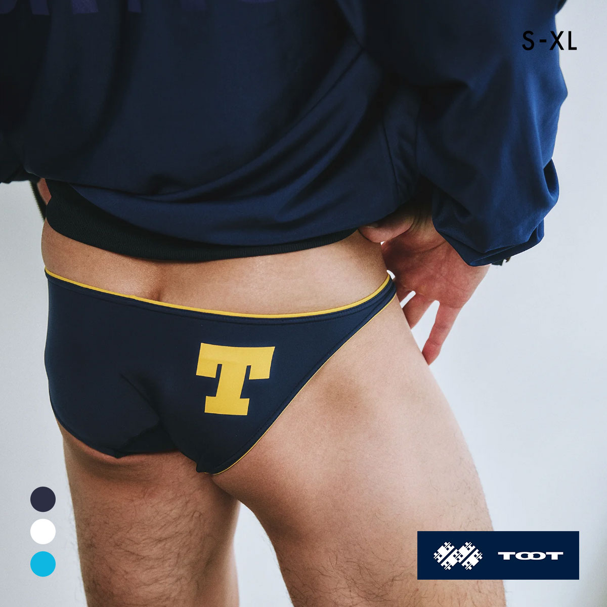 トゥート Tプリント ミニマル カップビキニ メンズ 前閉じ 立体カップ ローライズ TOOT