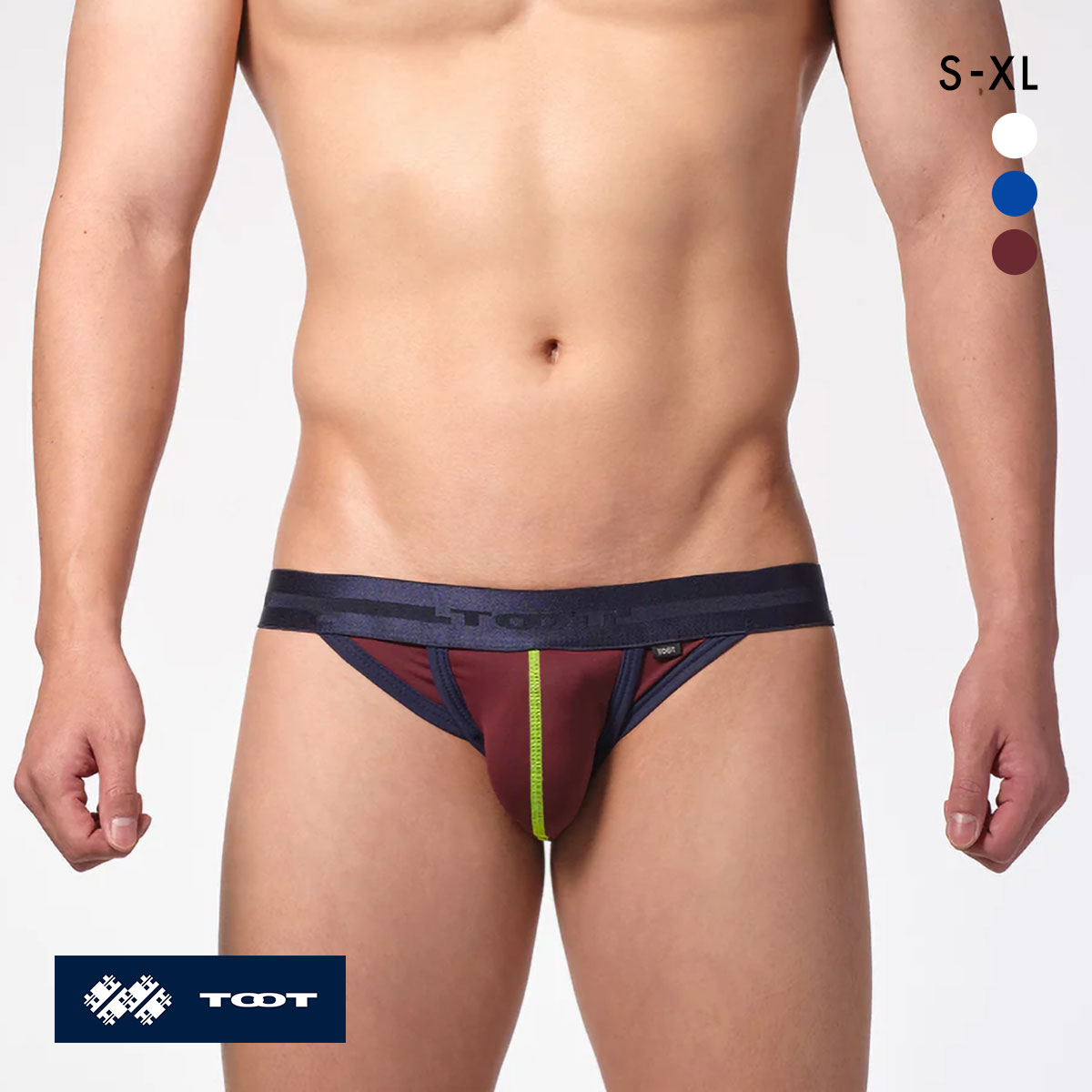 トゥート ECO ドライタッチ カップビキニ メンズ 前閉じ 立体カップ ローライズ TOOT 日本製(BO-ボルドー-S)