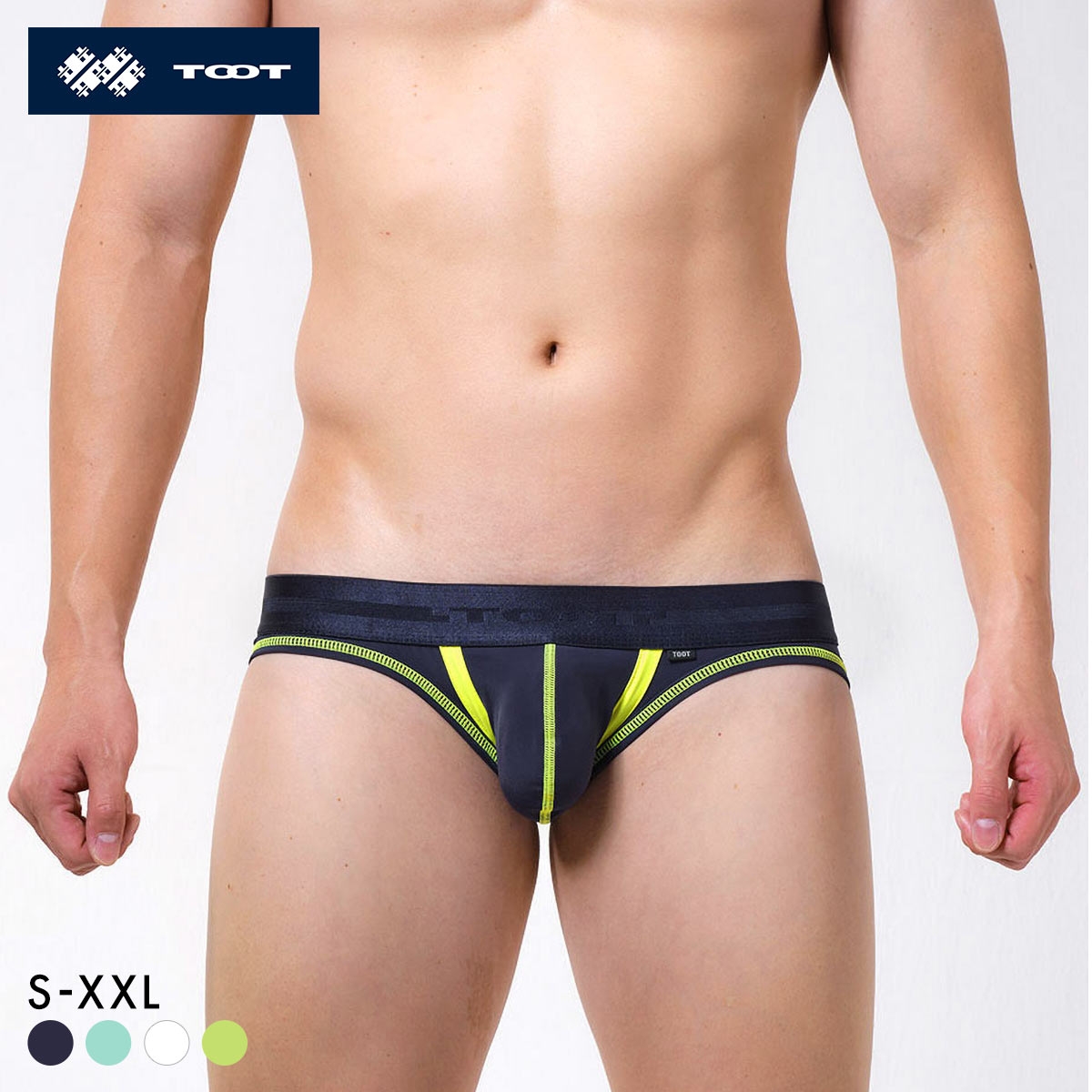 トゥート TOOT フレッシュ ナイロン カップビキニ フルバック メンズ 前閉じ 日本製 立体カップ 大きいサイズ(NV-ネイビー-S)