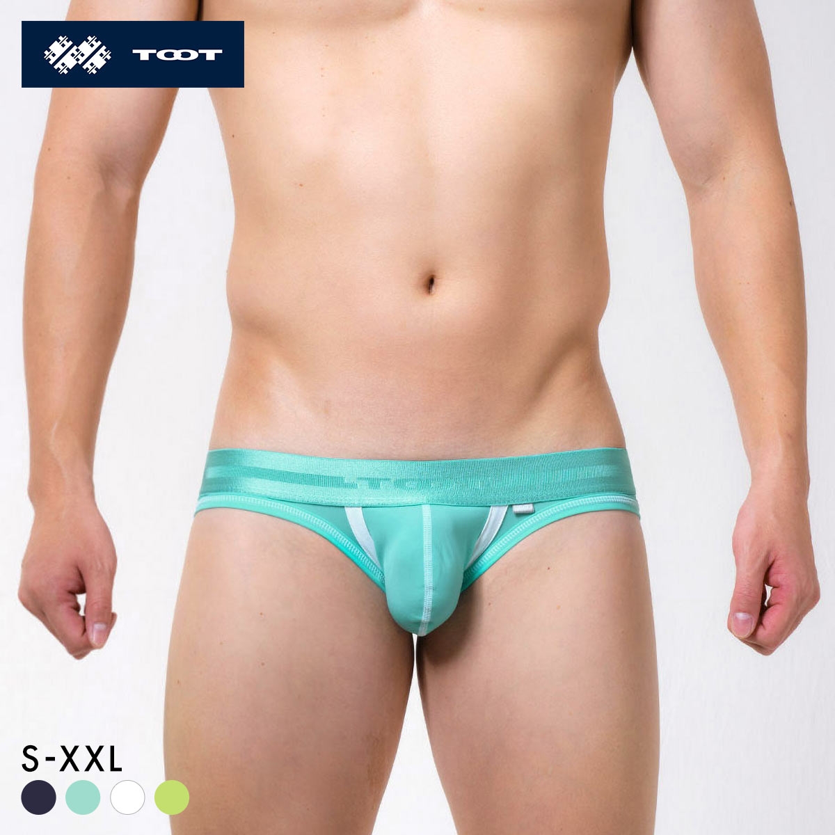 トゥート TOOT フレッシュ ナイロン カップビキニ フルバック メンズ 前閉じ 日本製 立体カップ 大きいサイズ(LBU-薄ブルー-S)