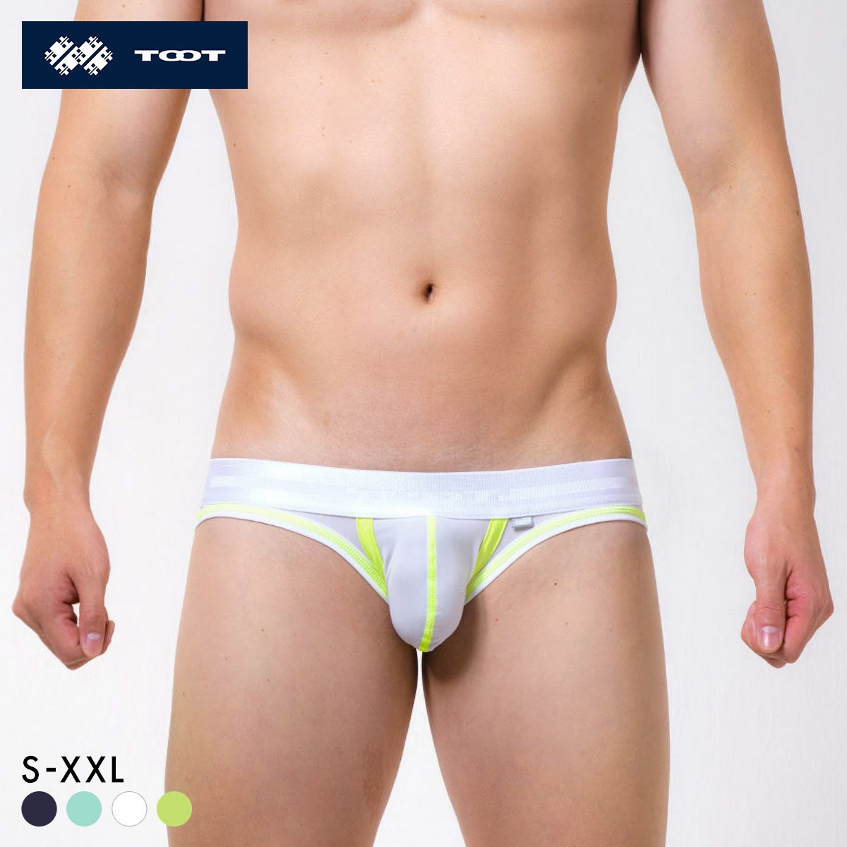 トゥート TOOT フレッシュ ナイロン カップビキニ フルバック メンズ 前閉じ 日本製 立体カップ 大きいサイズ(WH-ホワイト-S)