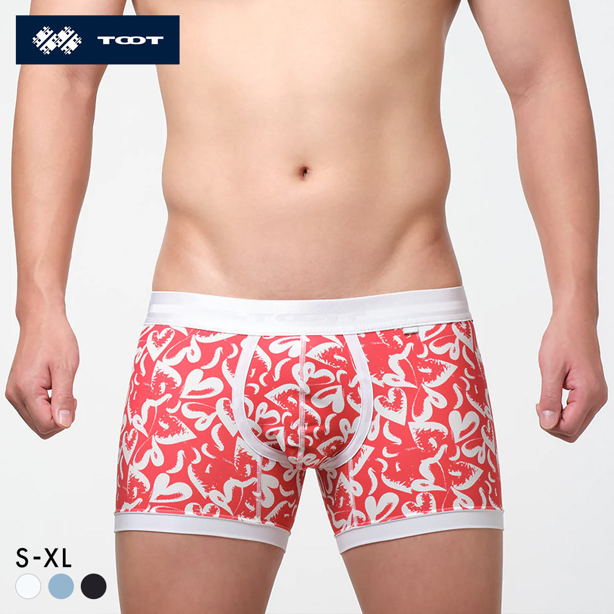 トゥート TOOT グラフィカルハート ミドルボクサー ボクサーパンツ メンズ 前とじ HT03J369(WH-ホワイト-S)