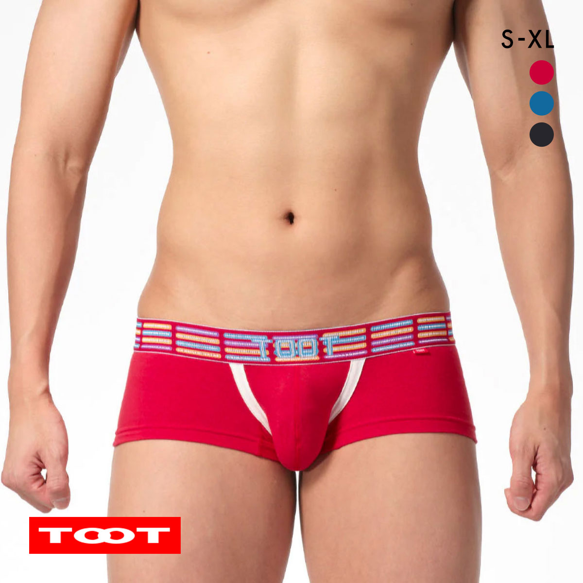 トゥート TOOT レーザーライン コットン nano ボクサーパンツ メンズ 前とじ NB23S101(RE-レッド-S)
