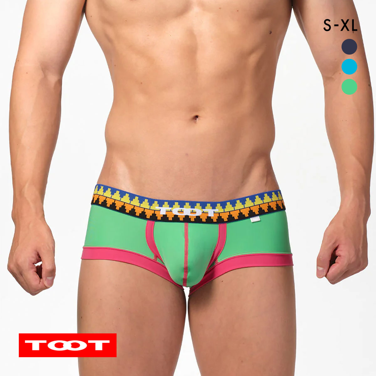 トゥート TOOT トライバルバンド スーパーnano ボクサーパンツ ローライズ メンズ 前とじ SN23A001 ストレッチナイロン(GR-グリーン-S)
