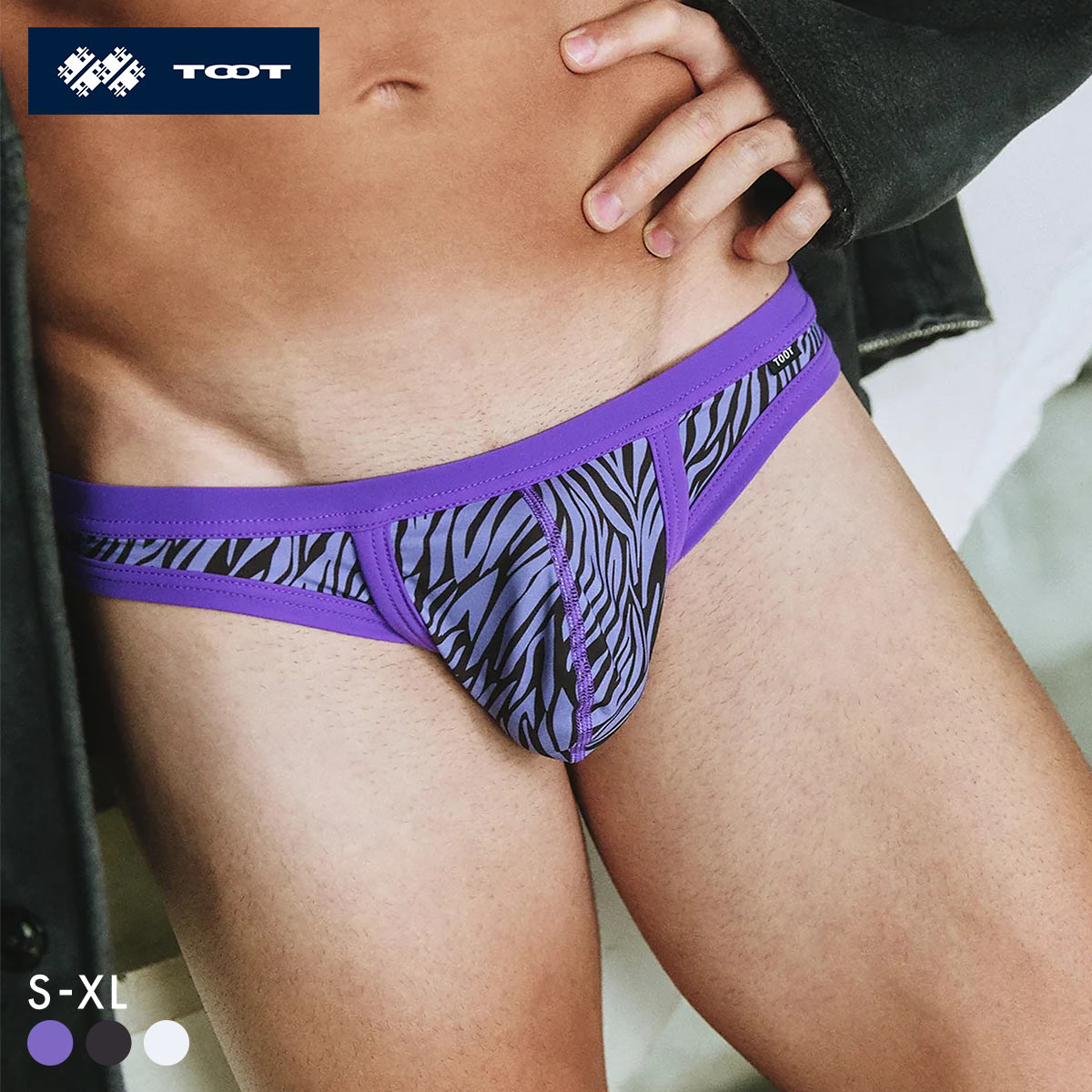 トゥート TOOT ゼブラ Tバック メンズ 前とじ TB25A027 日本製(PU-パープル-S)