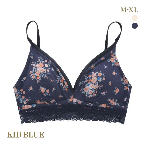 キッドブルー KID BLUE 24ローズブーケ ブラジャー ノンワイヤー ソフトブラジャー 三角ブラ ブラレット 単品