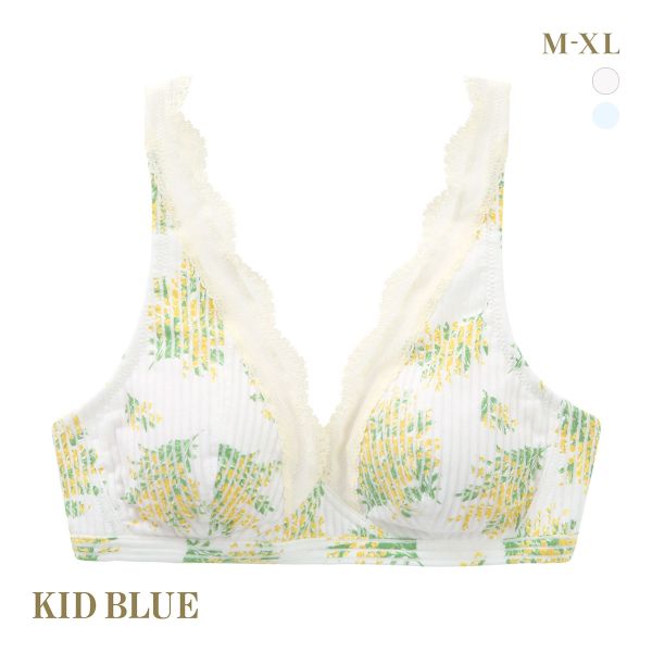 キッドブルー ミモザストライプ ブラジャー ノンワイヤー ソフトブラジャー 三角ブラ ブラレット KID BLUE