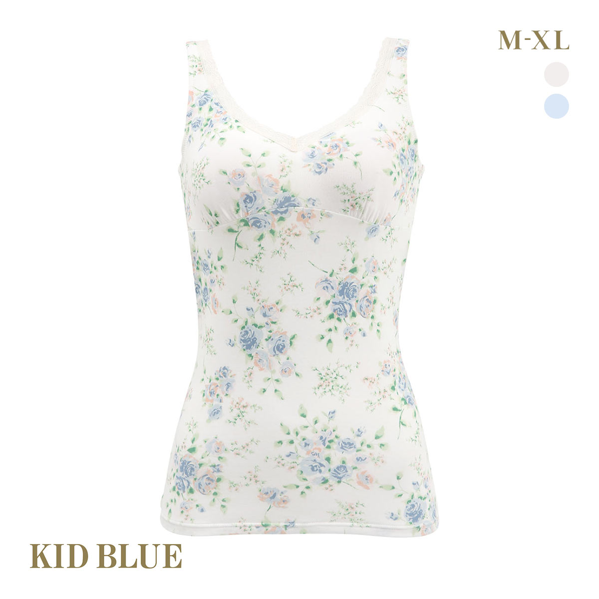 キッドブルー ジャスミンローズ カップ付き キャミソール 大きいサイズ KID BLUE(OW-オフホワイト-M)
