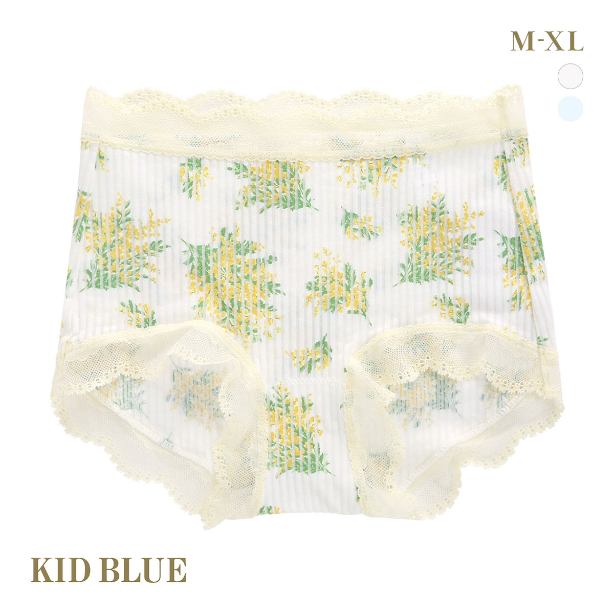 キッドブルー ミモザストライプ ショーツ ショートカルソン 深め ハイウエスト はきこみ深めショーツ KID BLUE(OW-オフホワイト-M)
