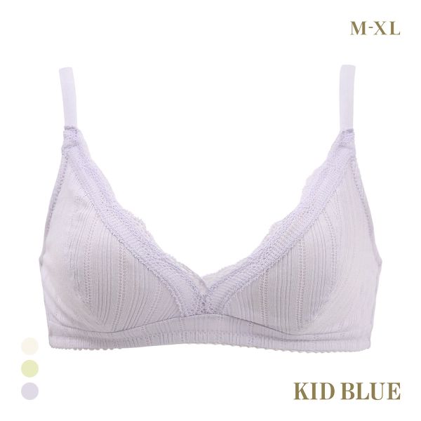 キッドブルー 25オーガニックコットンリブ ノンワイヤー ブラジャー ソフトブラジャー 三角ブラ ブラレット 大きいサイズ KID BLUE