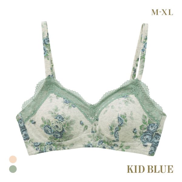 キッドブルー 25オータムローズ ノンワイヤー ブラジャー ソフトブラジャー 三角ブラ ブラレット 大きいサイズ KID BLUE