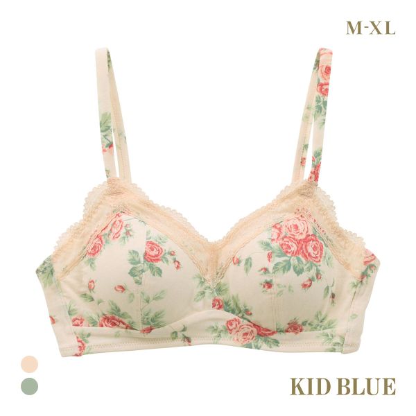 キッドブルー 25オータムローズ ノンワイヤー ブラジャー ソフトブラジャー 三角ブラ ブラレット 大きいサイズ KID BLUE
