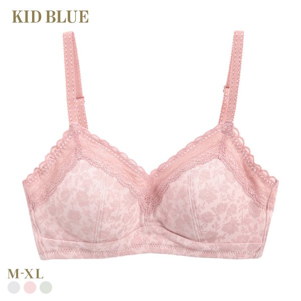 キッドブルー 25フラワーJQ ノンワイヤー ブラジャー ソフトブラジャー 三角ブラ ブラレット 大きいサイズ KID BLUE